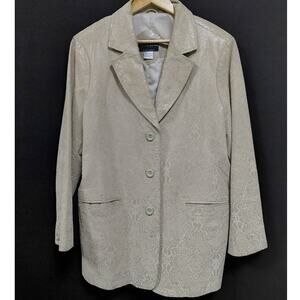 Terry Lewis Blazer Beige Paisley Long Sleeve 100% Leather Women Size L